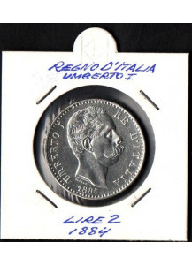 1884 Lire 2 Moneta Ottima Conservazione Sigillato Umberto I